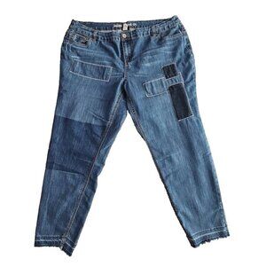 Indigo Thread Co Jeans Women's Size 20W (W40xL28)‎ Med Wash Patches Stretch